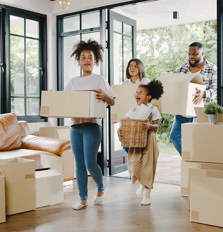 Family moving boxes image